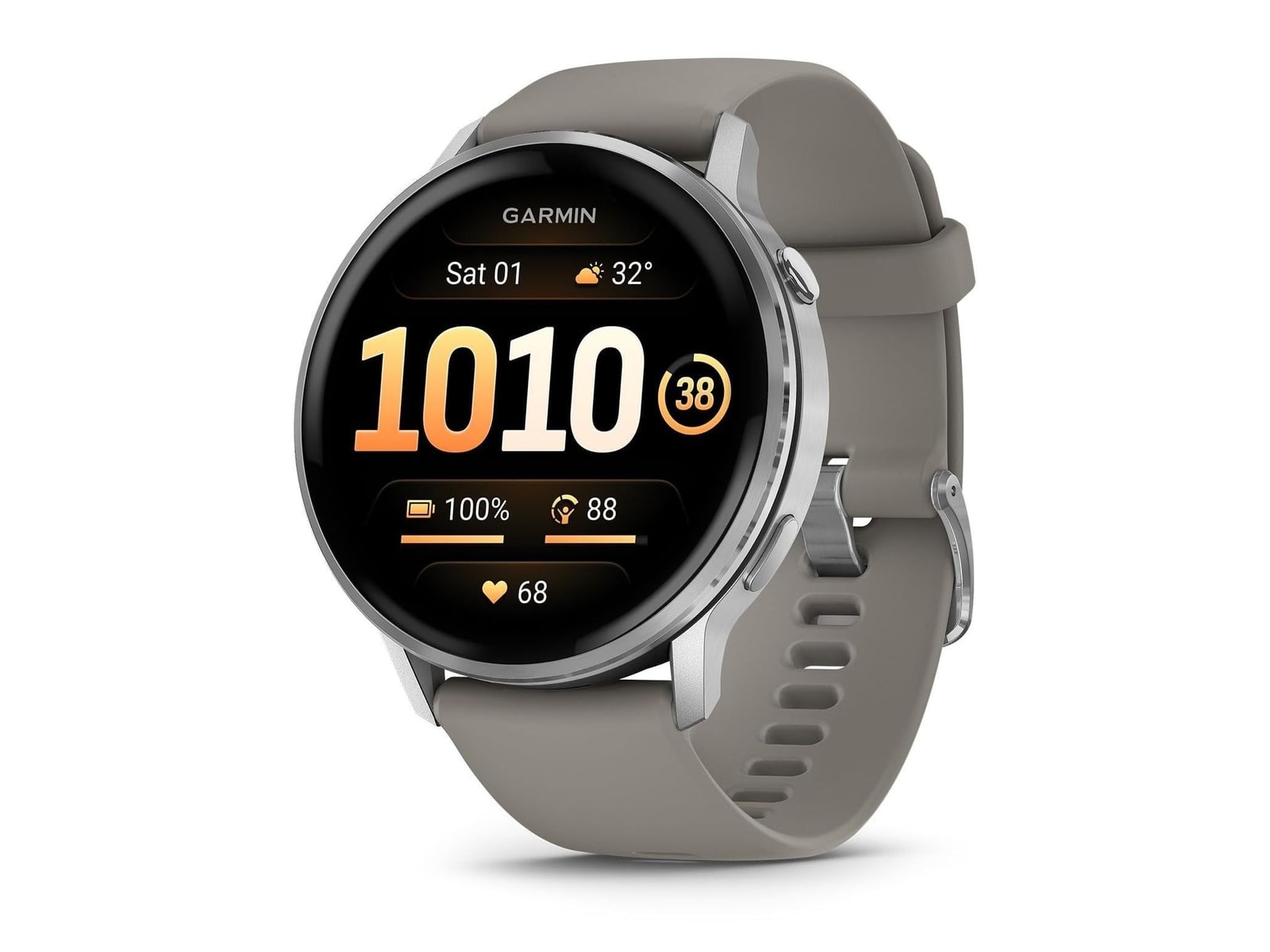 Garmin - Venu 4 - 45 mm, Silver with Silver Gray Band Smart Watches - Silver