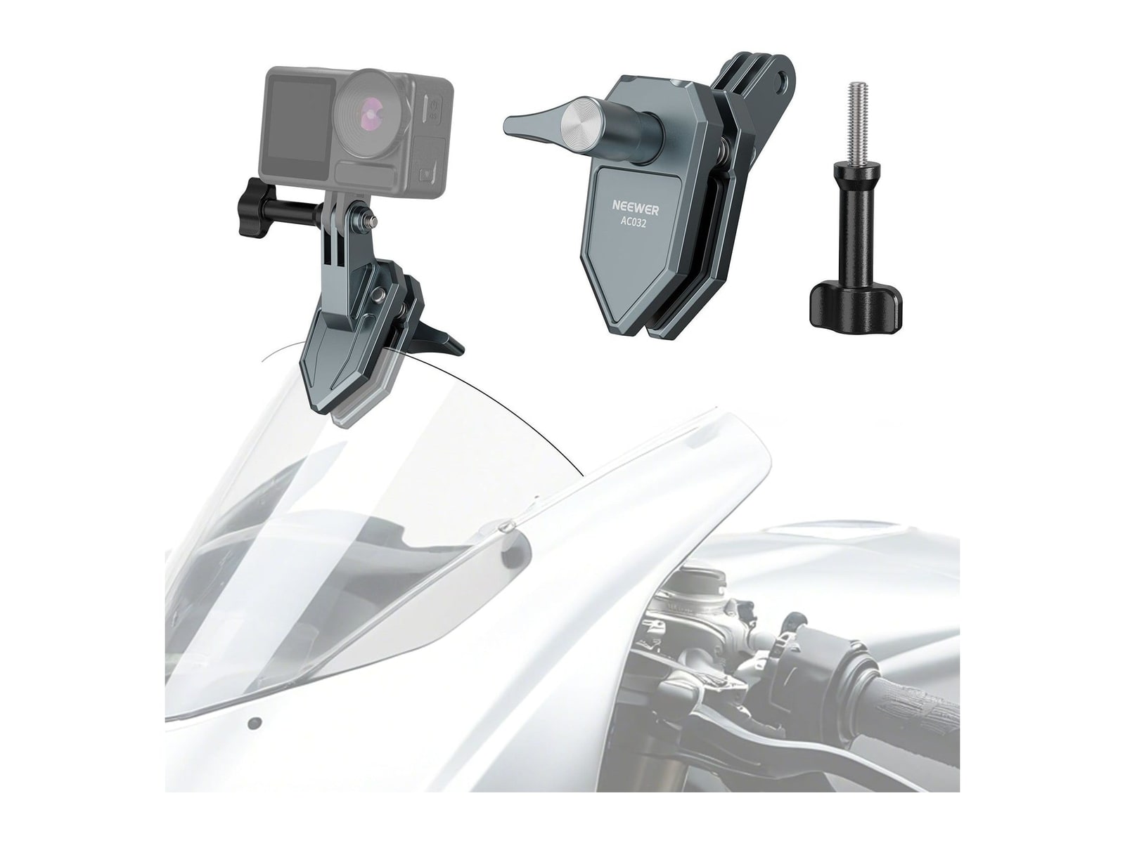 Neewer - AC032 Motorcycle Windshield Mount For Action Camera Camera Accessories