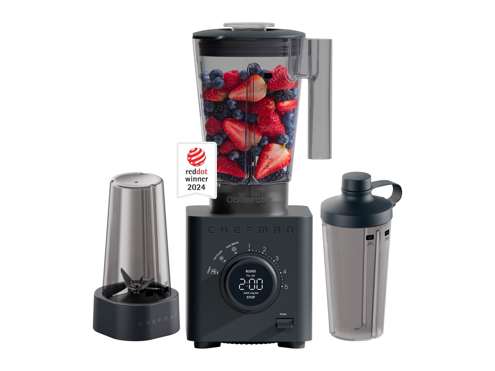 Chefman - Obliterator 48 oz Power Blender + Two Travel Jars Midnight Blenders & Mixers