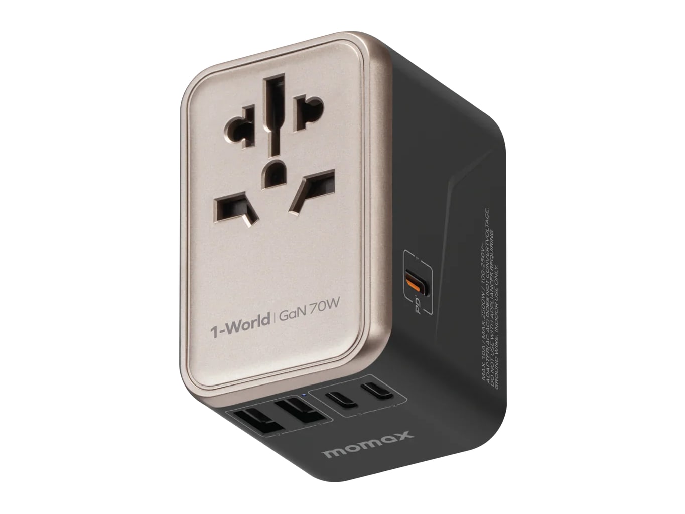 MOMAX - 1-World Universal 5-Port Travel GaN Charger 70W Titanium Wall Chargers