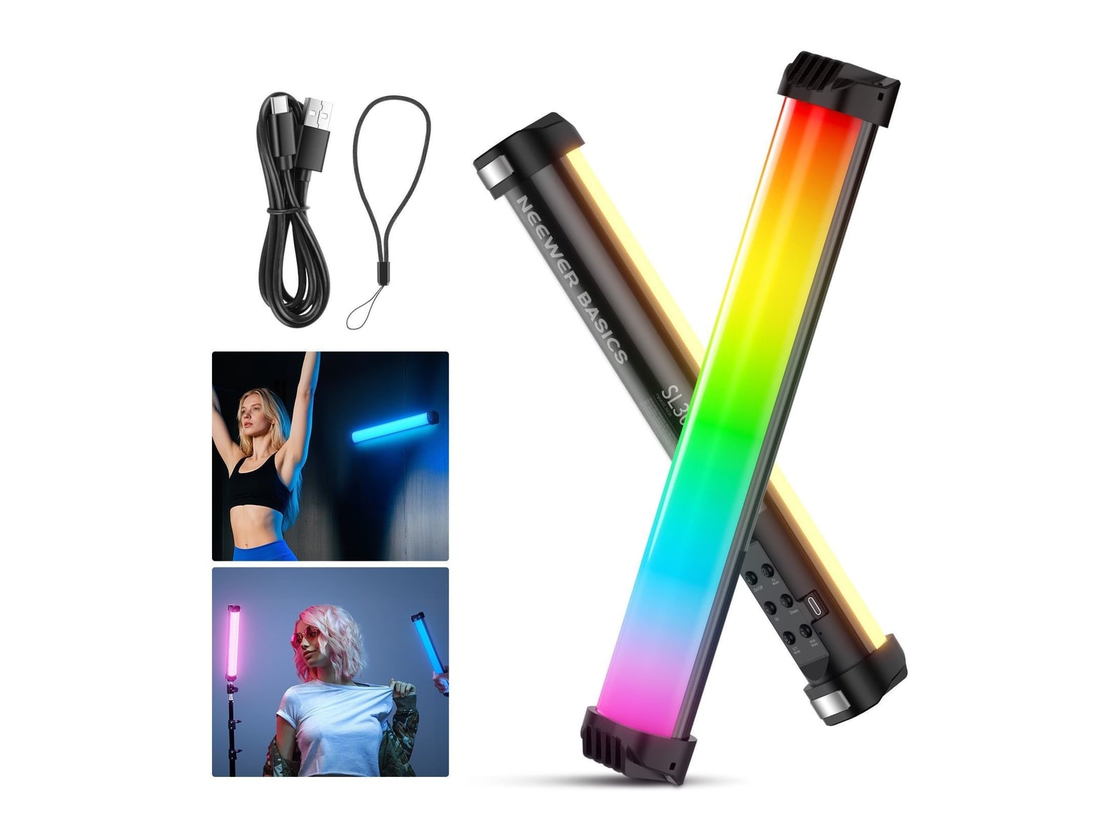Neewer - BASICS SL30 12" Magnetic Handheld RGB Light Wand Camera Accessories