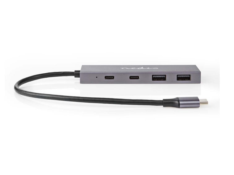 Nedis - UHUBU3450AT 4-Port USB-C 3.2 Gen 2 Hub USB Hubs - Dark Gray