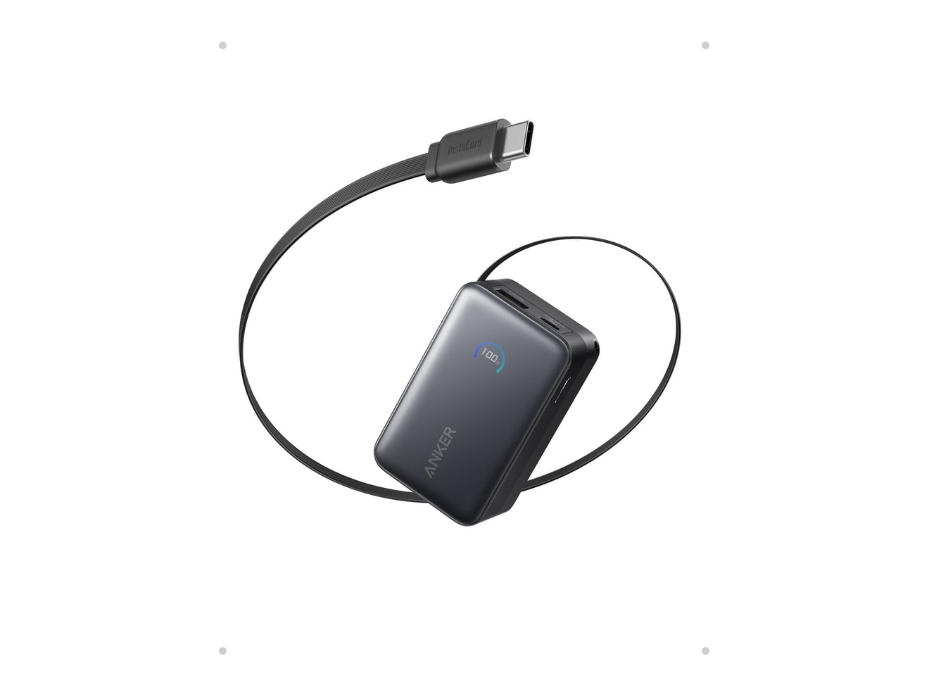 Anker - Nano Power Bank (10K, 45W, Built-In Retractable USB-C Cable) Black Power Banks