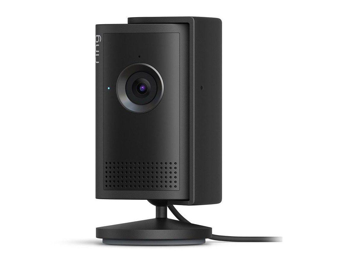 Ring - Indoor Cam Plus 2K Plug-in Security Camera Black Security Cameras