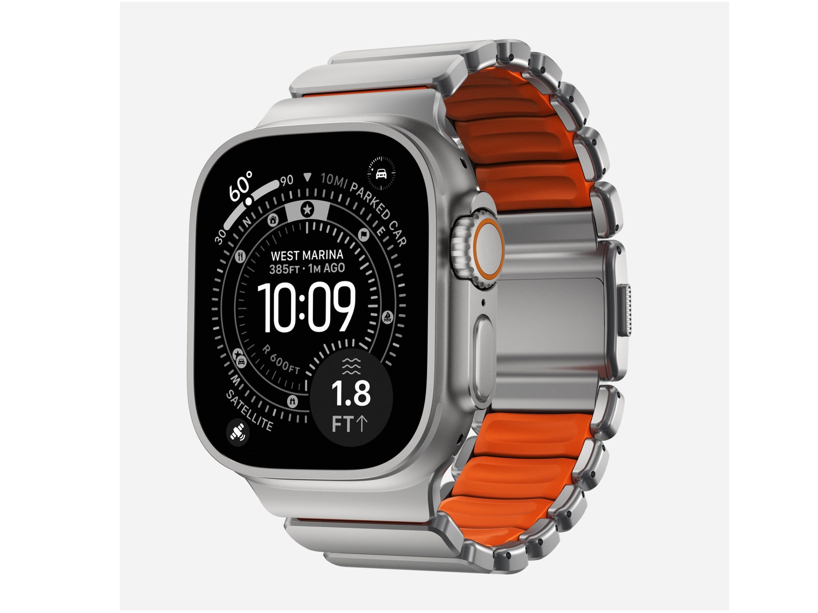 Nomad - Stratos Band - 49mm - Natural Titanium - Ultra Orange FKM