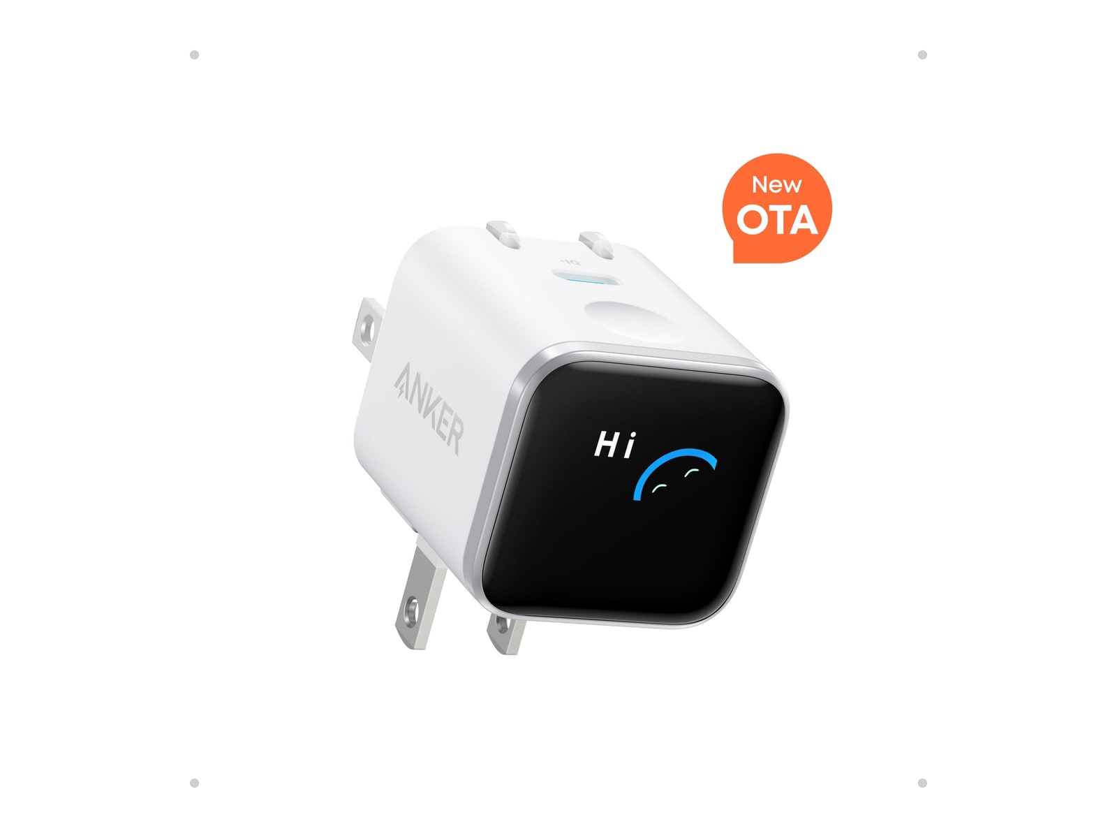 Anker - Nano Charger (45W, Smart Display, 180 Degree Foldable) Aurora White Wall Chargers