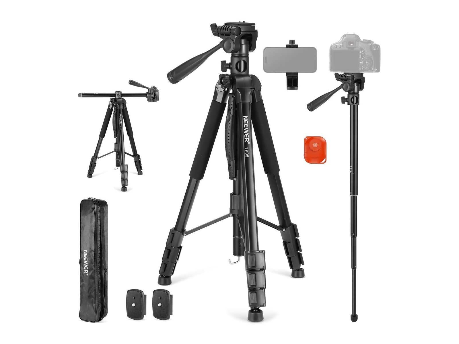 Neewer - BASICS TP05 74.4" Aluminum Alloy Tripod Monopod Camera Accessories
