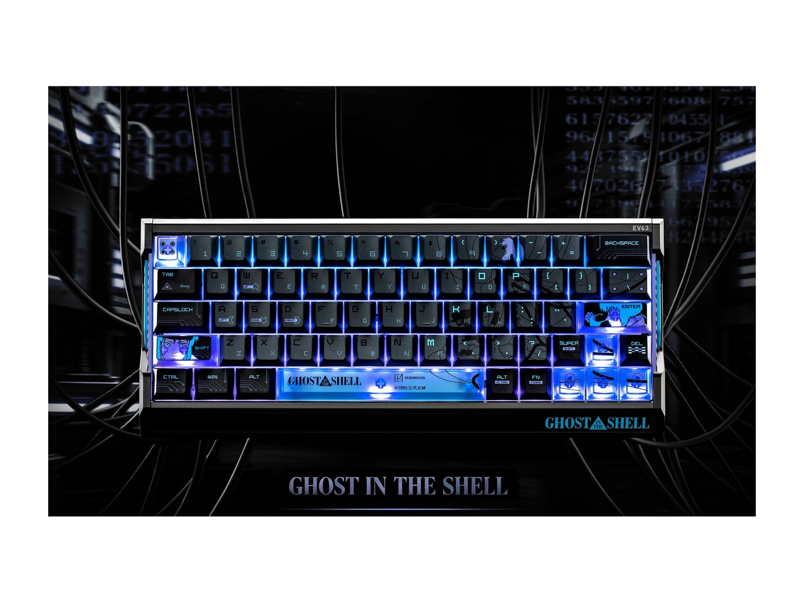 IQUNIX - EV63 Ghost in the Shell Edition Mechanical Keyboards - Cyber Blue