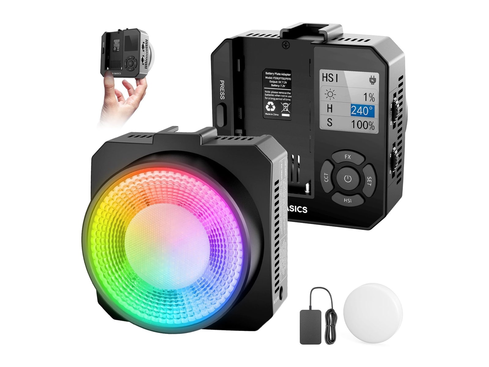 Neewer - BASICS HL28C 28W Full RGB Pocket LED Video Light Camera Accessories