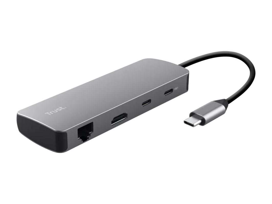 Trust - Dalyx 8-in-1 Multiport Adapter USB Hubs - Gray