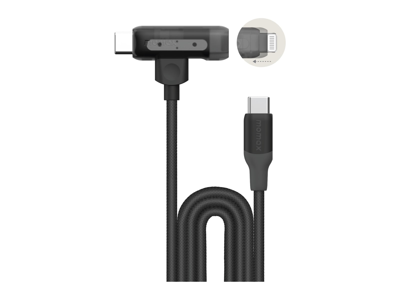 MOMAX - 1-Link Flow Duo USB-C to USB-C & Lightning Braided Cable 60W 1.5m Black USB Cables