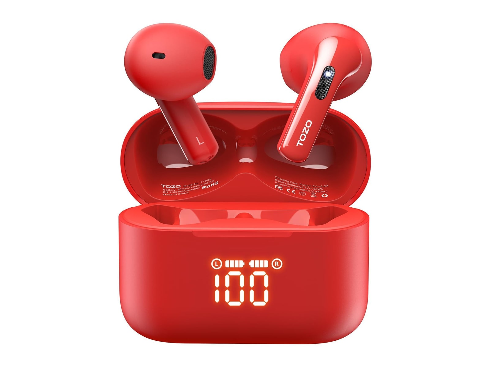 TOZO - Tonal Fits T21 True Wireless Earbuds - Red