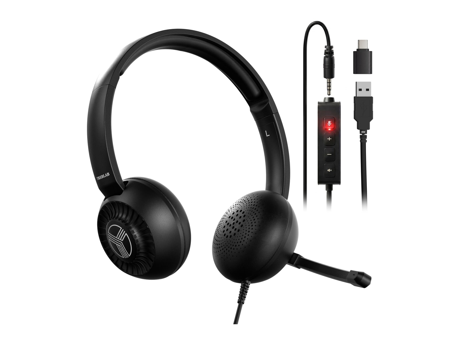 TREBLAB - Focus Link On-Ear Headphones - Black