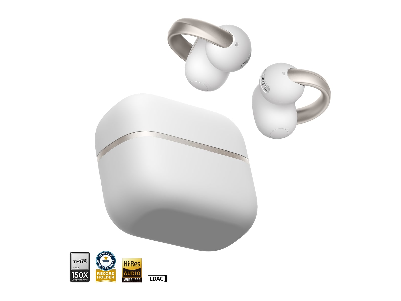 Soundcore - AeroClip 2 Bluetooth True Wireless Earbuds - Cloud White