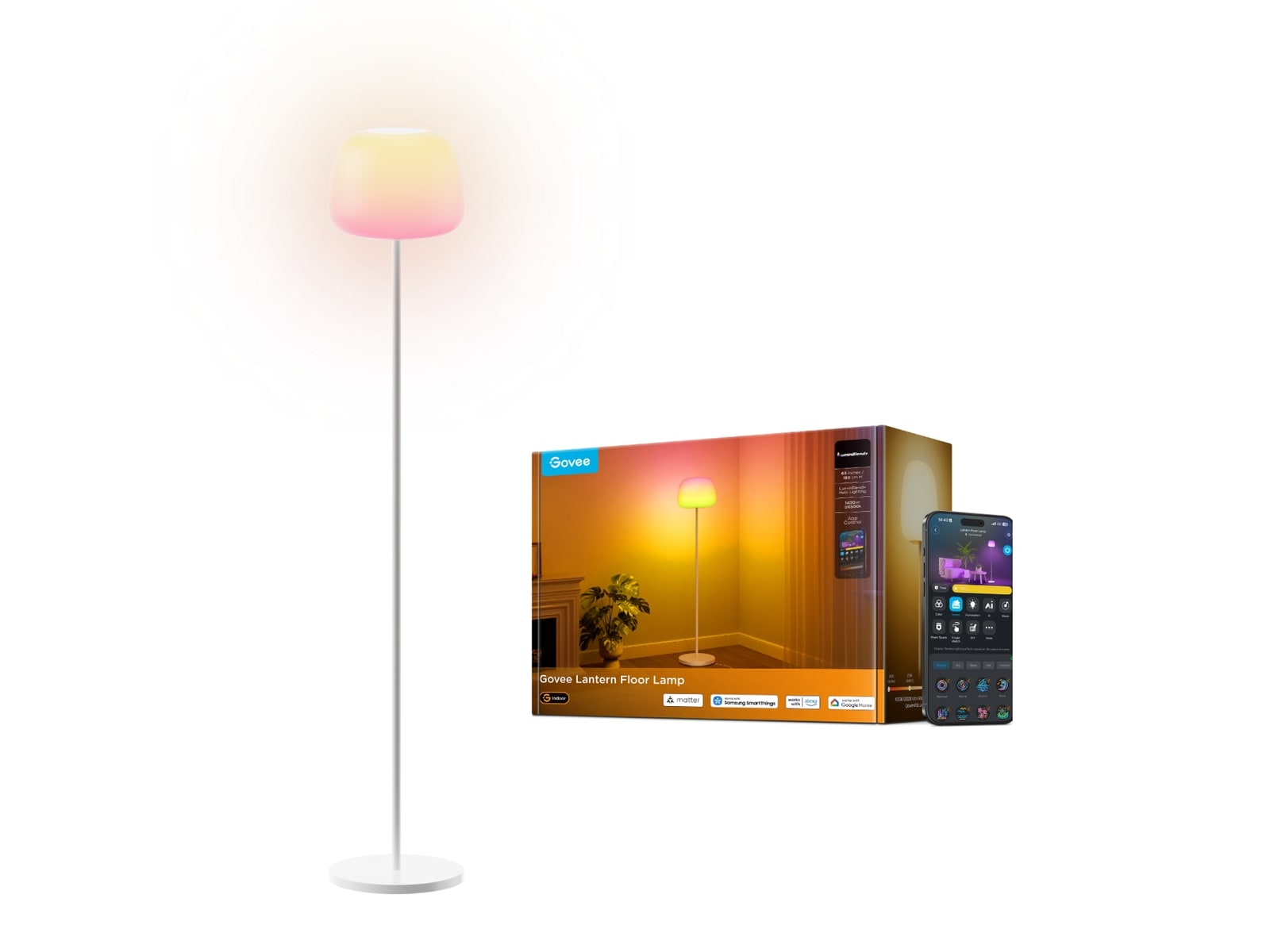 Govee - Lantern Floor Lamp Smart Lighting - White