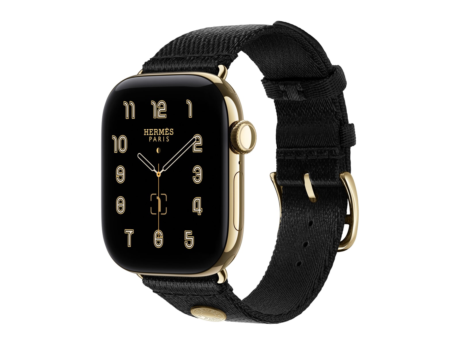 Apple Watch Hermès Series 12 GPS + Cellular 42mm Radiant Gold Titanium Case with Noir Satin Clou de Selle