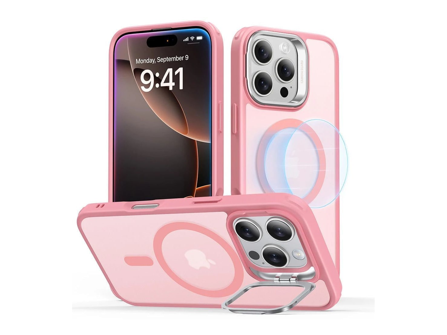 ESR - Classic Hybrid Case with Stash Stand (HaloLock) - iPhone 16 Pro Max - Frosted Pink