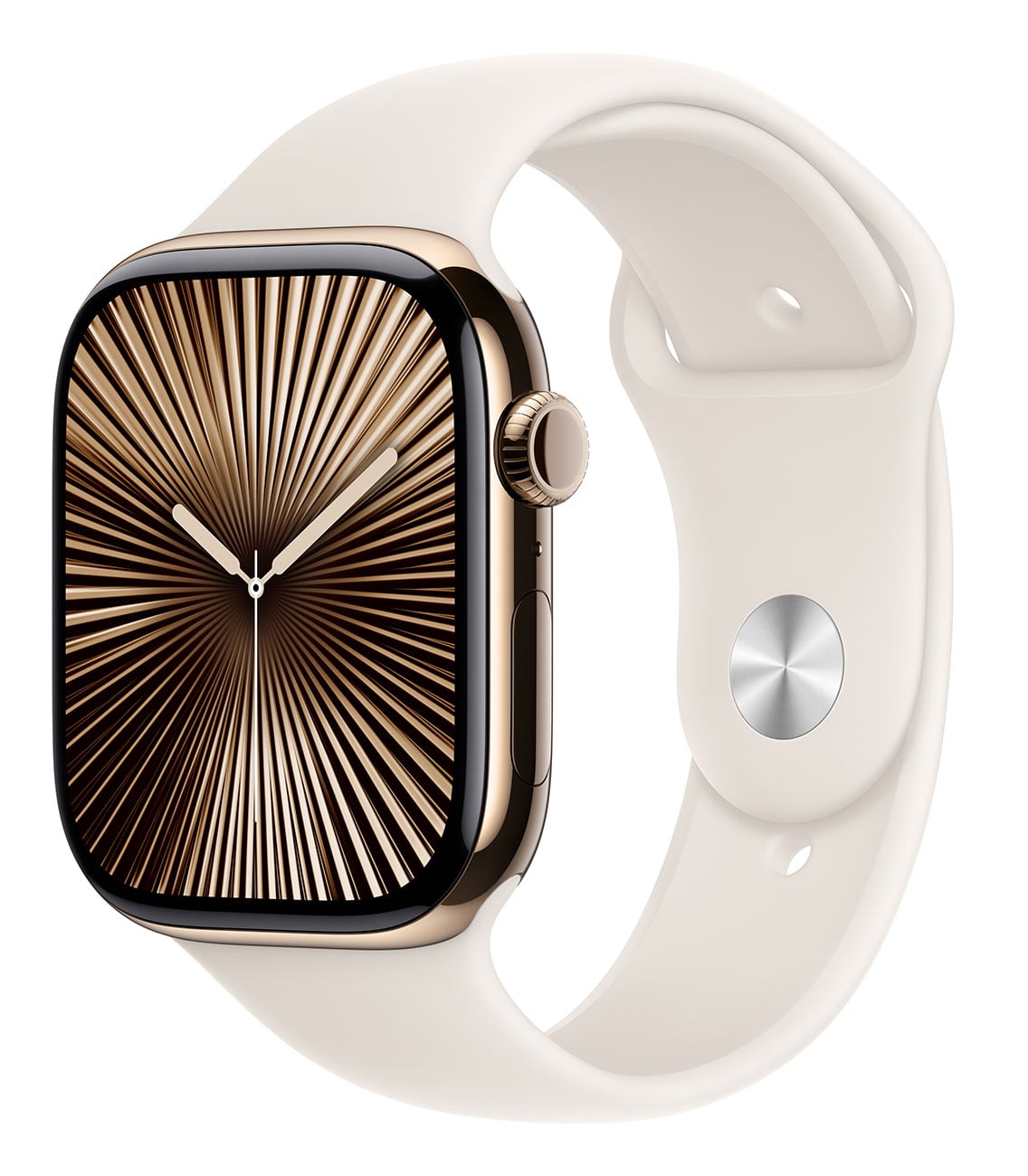 Apple - Apple Watch Series 10 (GPS + Cellular) 46mm Gold Titanium Case with Starlight Sport Band - M/L - Gold Titanium