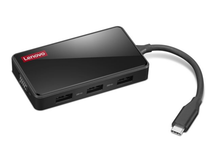 Lenovo - 100 USB-C Travel Dock Docking Stations - Black