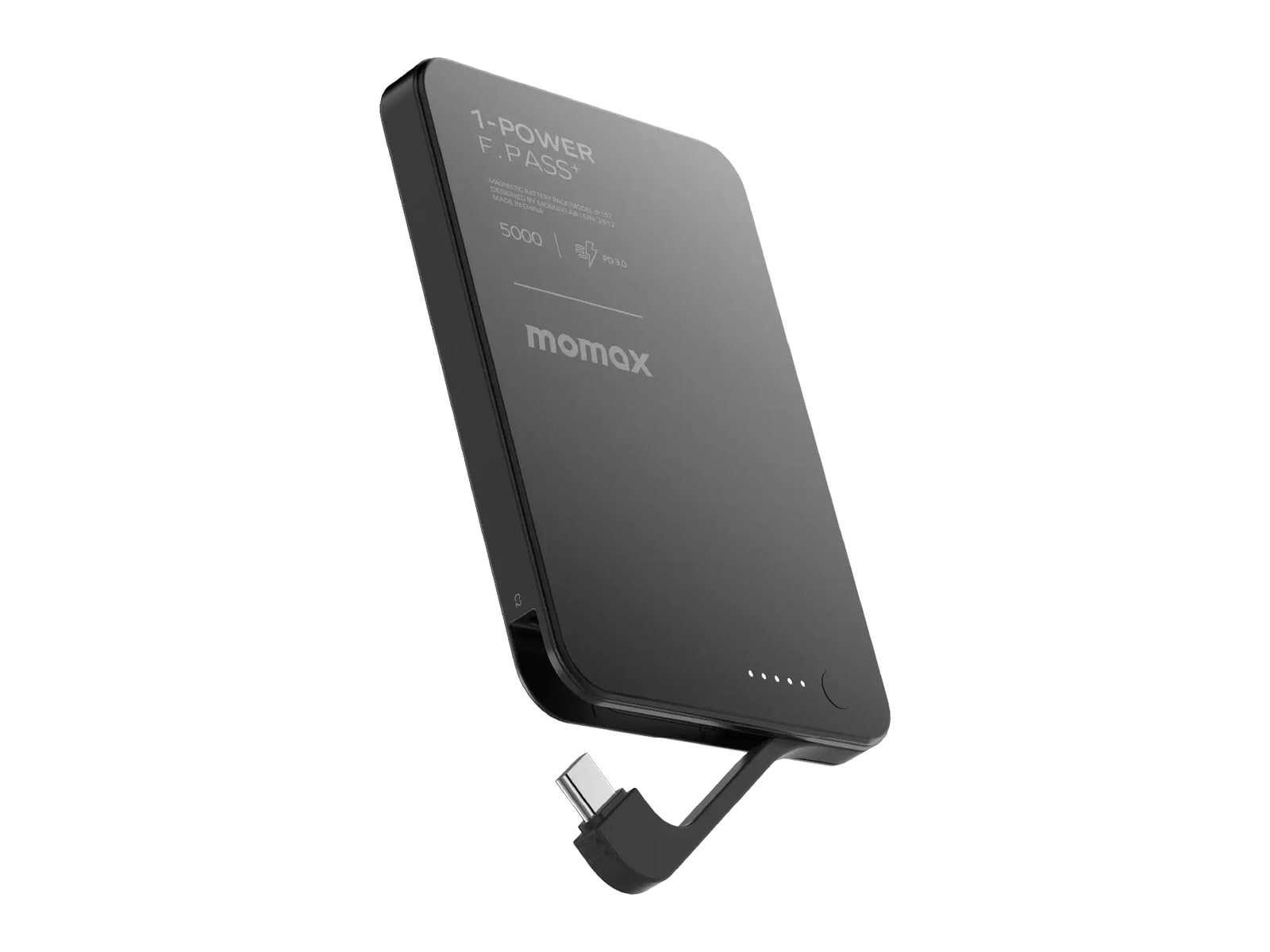 MOMAX - 1-Power F.Pass+ 5000mAh Magnetic Battery Pack Black Power Banks