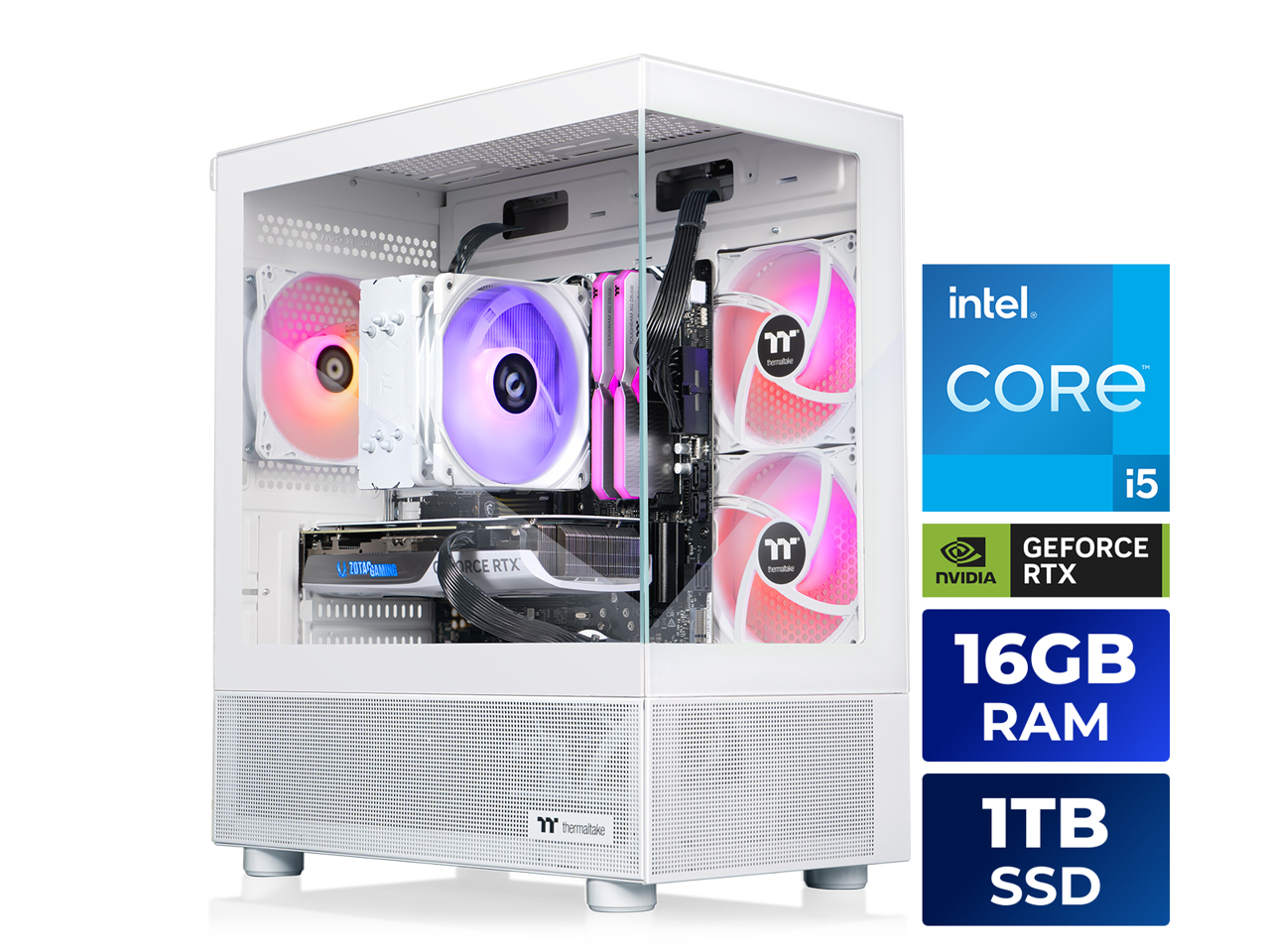 Thermaltake - NE i1460S-V170S - Intel Core i5-14400F chip - 16GB Memory - 1TB SSD - White