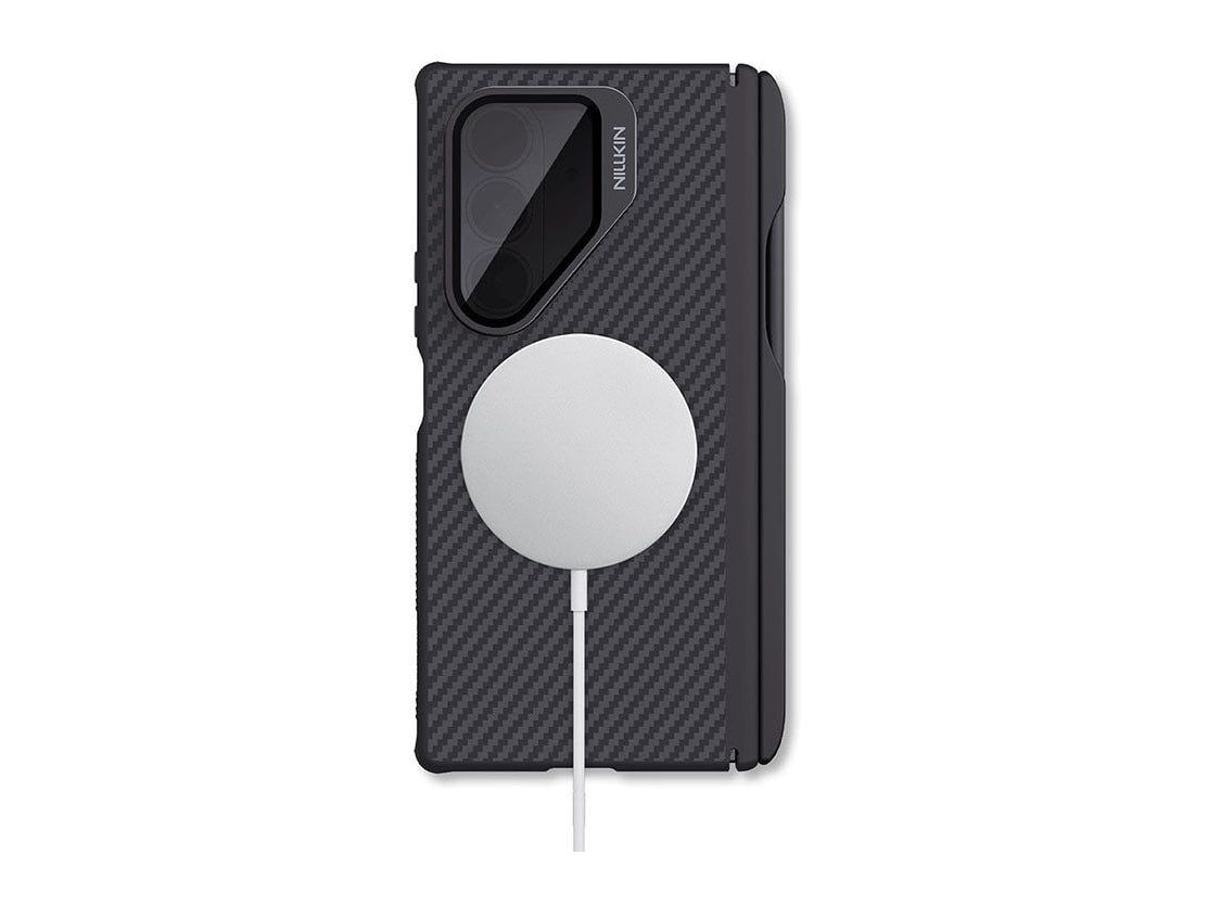 Nillkin - MagSafe Compatible Kevlar Case with Stylus Pen & Tinted Clear Camera Cover - Galaxy Z Fold 7 - Black