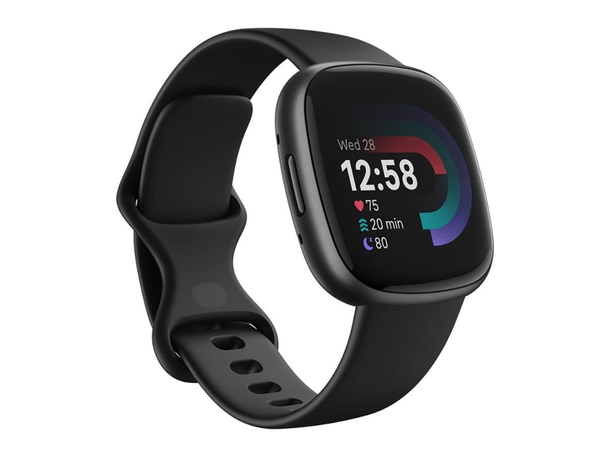Fitbit - Versa 4 Graphite Aluminum Black Strap Smart Watches - Gray