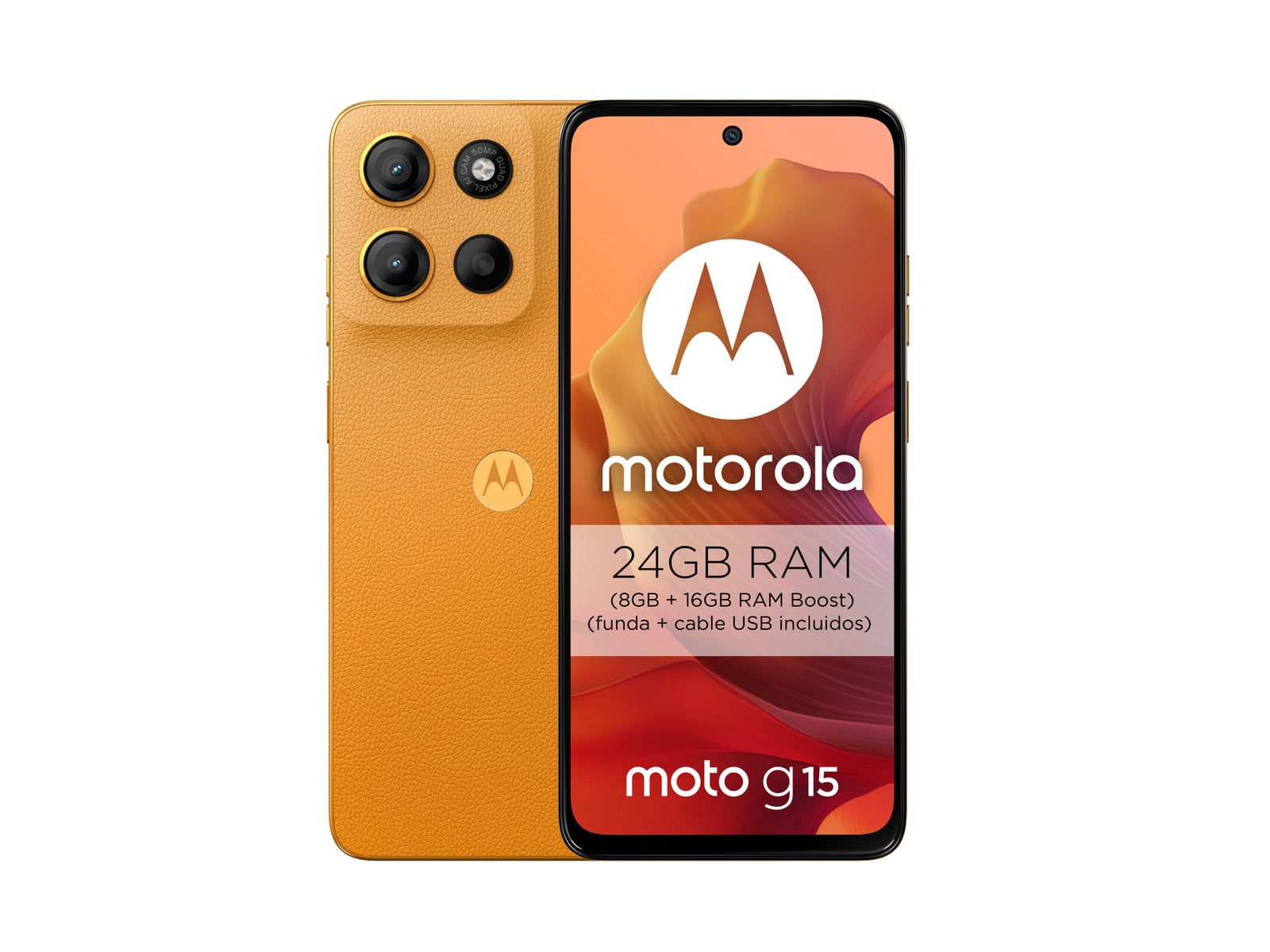 Motorola - Moto G15 4G LTE 256GB - Sunrise Orange