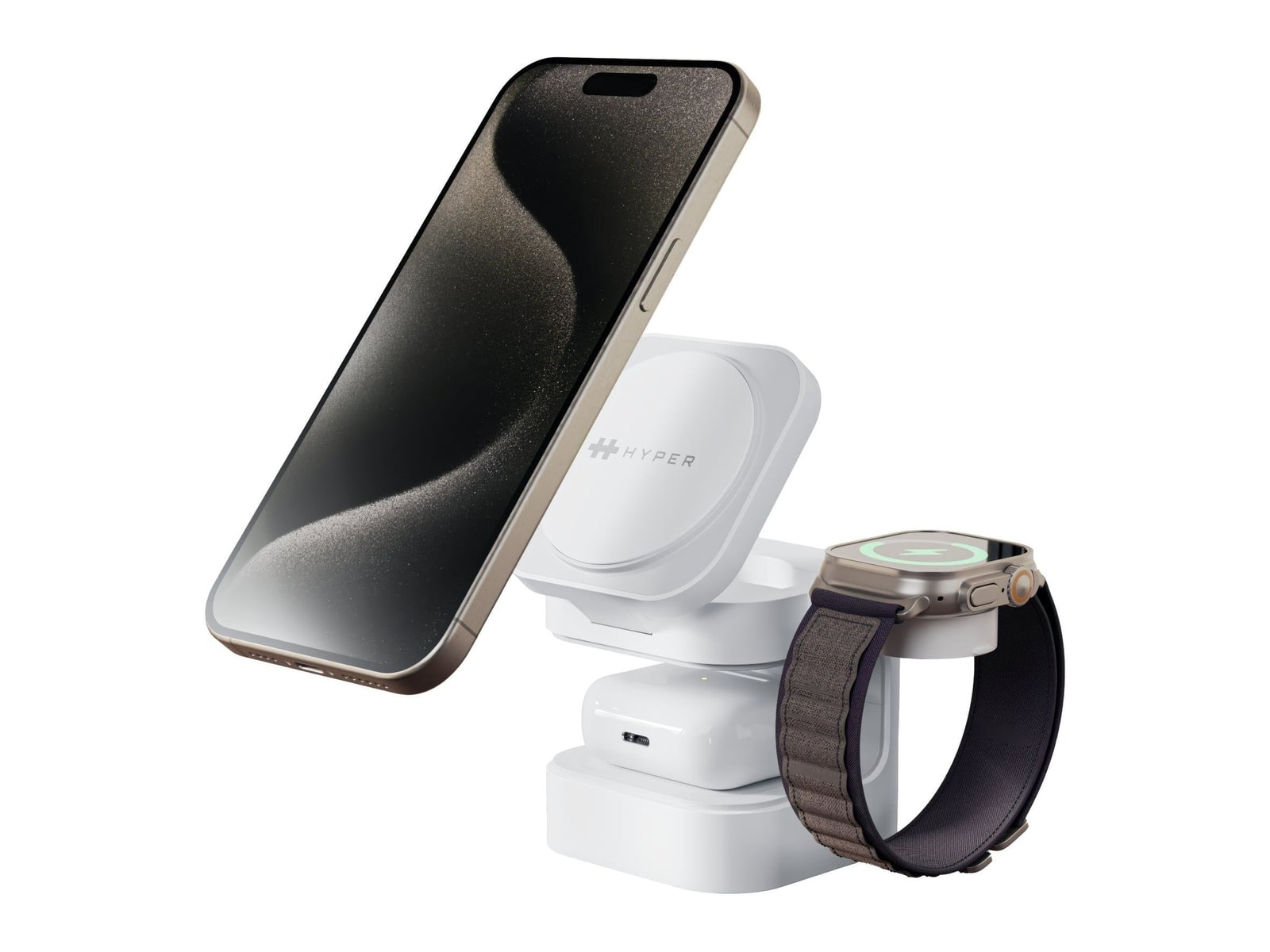 Hyper - HyperJuice Qi2 3-in-1 Magnetic Charging Stand Wireless Chargers