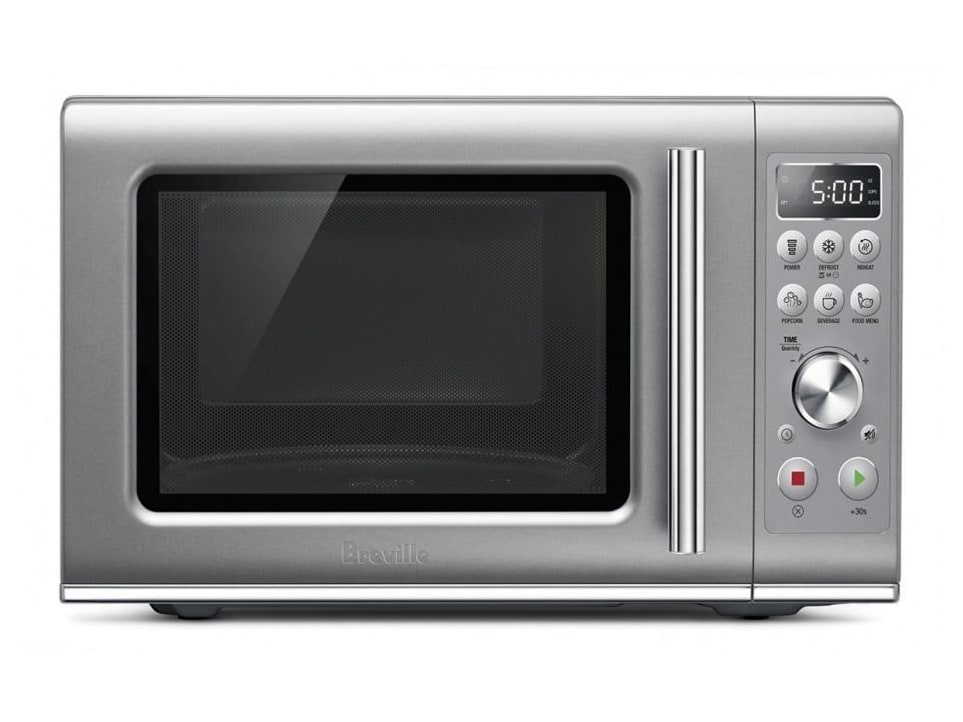 Breville - The Compact Wave Soft Close 0.9 Cu. Ft. Silver Microwave Toasters & Ovens