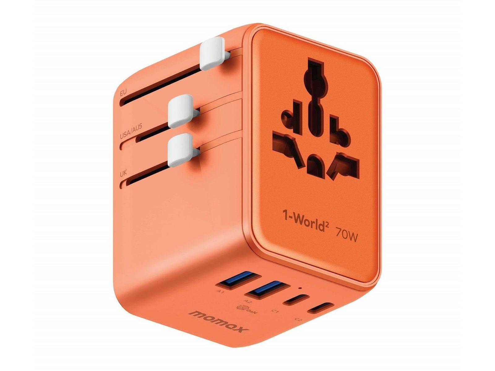 MOMAX - 1-World2 5-Port Mini Universal Travel GaN Charger 70W Solar Orange Wall Chargers