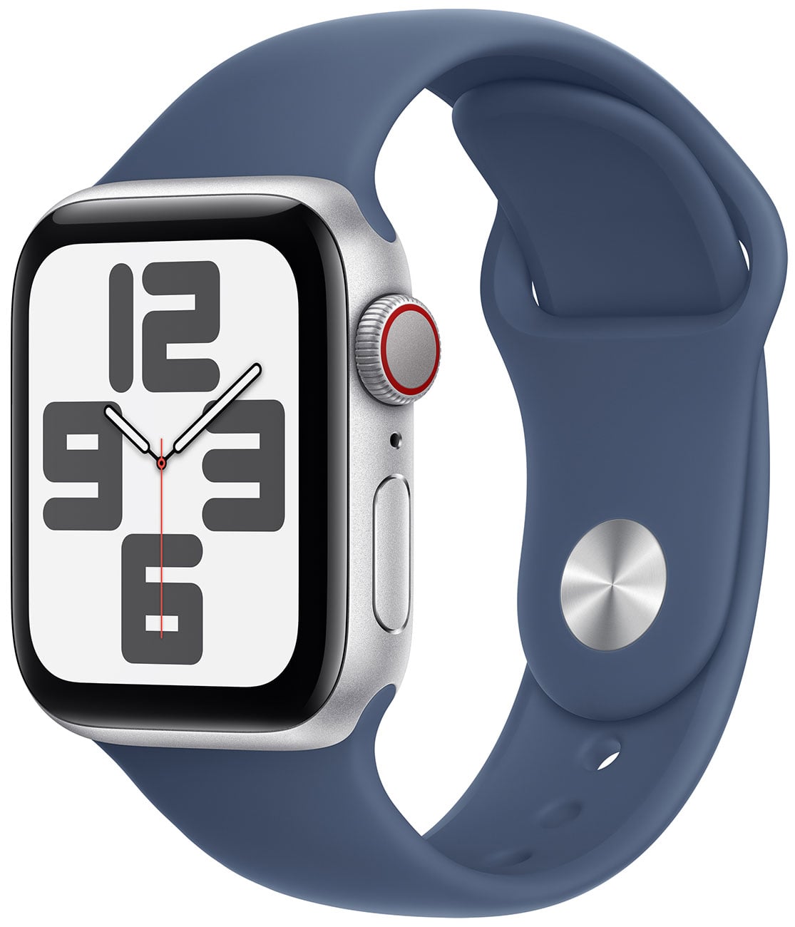 Apple - Apple Watch SE (2nd Generation) (GPS + Cellular) 40mm Silver Aluminum Case with Denim Sport Band - S/M - Silver