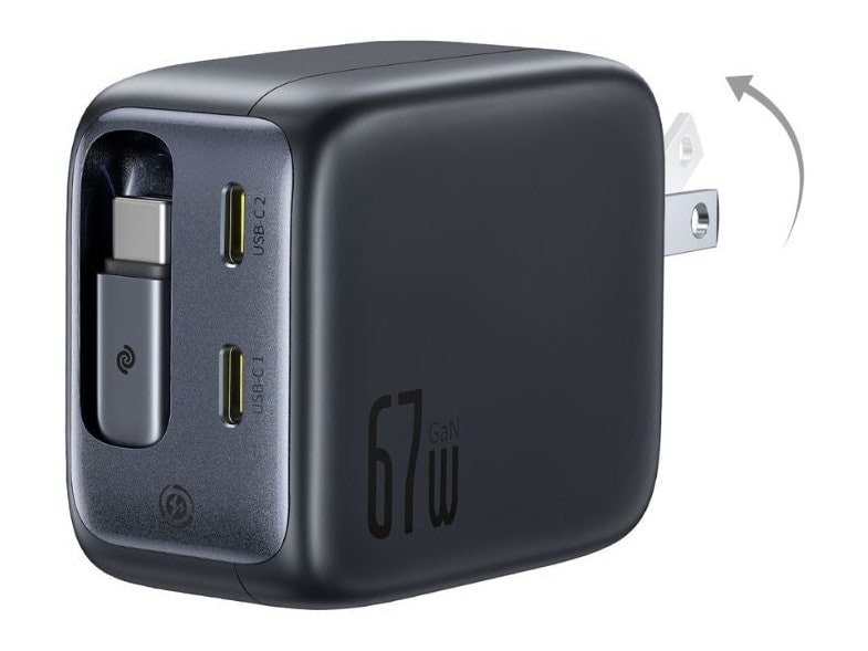 Baseus - EnerCore CJ11 Fast Charger with Retractable Cable 3C 67W Wall Chargers