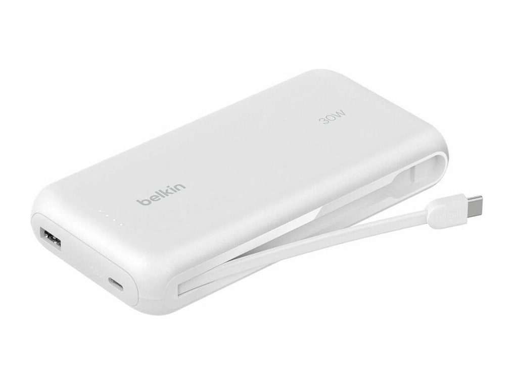Belkin - BoostCharge Power Bank 20K with Integrated Cable White Power Banks