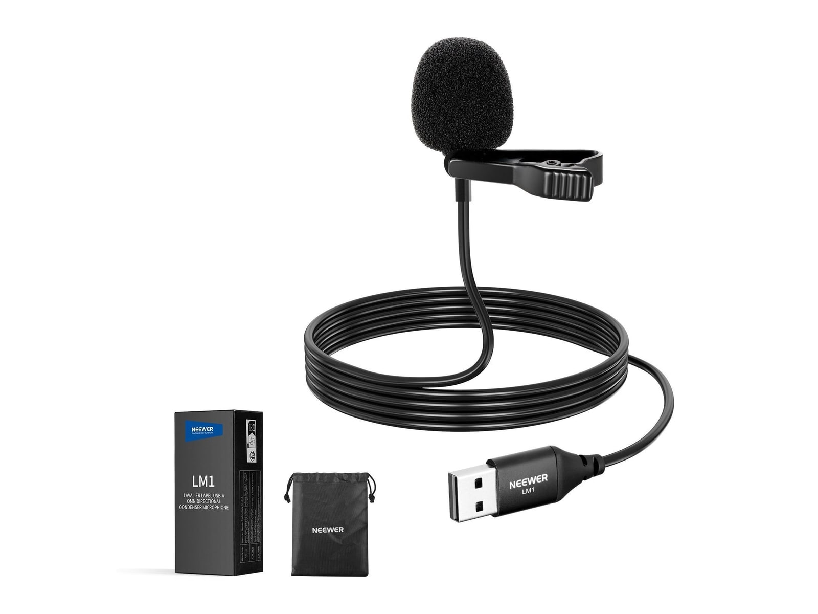 Neewer - LM1 Plug & Play Omnidirectional USB Lapel Microphone Microphones