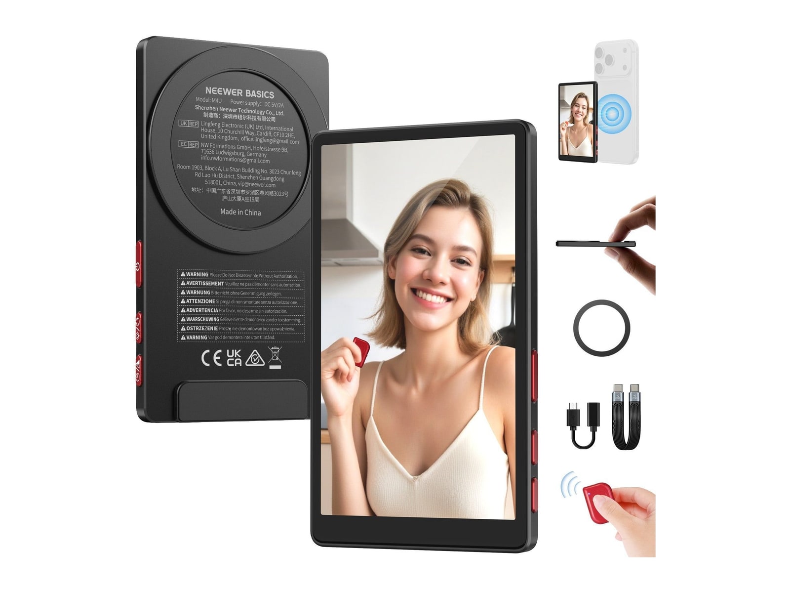 Neewer - BASICS M4U 4" Magnetic Metal Vlog Selfie Monitor Screen For iPhone Camera Accessories