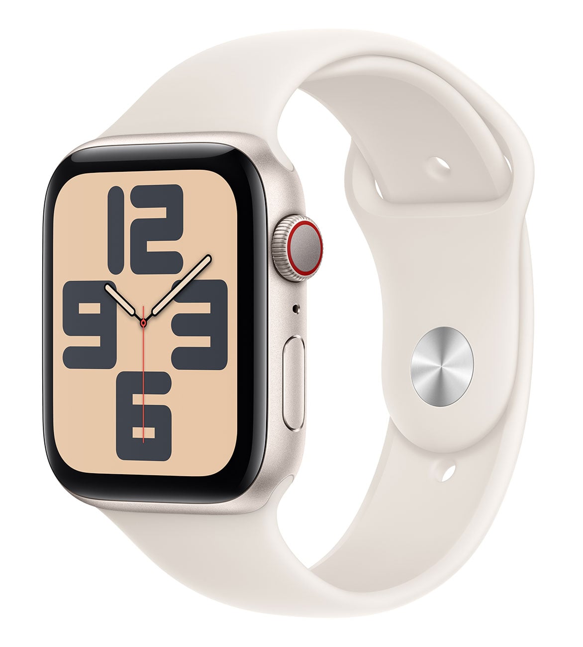 Apple - Apple Watch SE (2nd Generation) (GPS + Cellular) 44mm Starlight Aluminum Case with Starlight Sport Band - M/L - Starlight