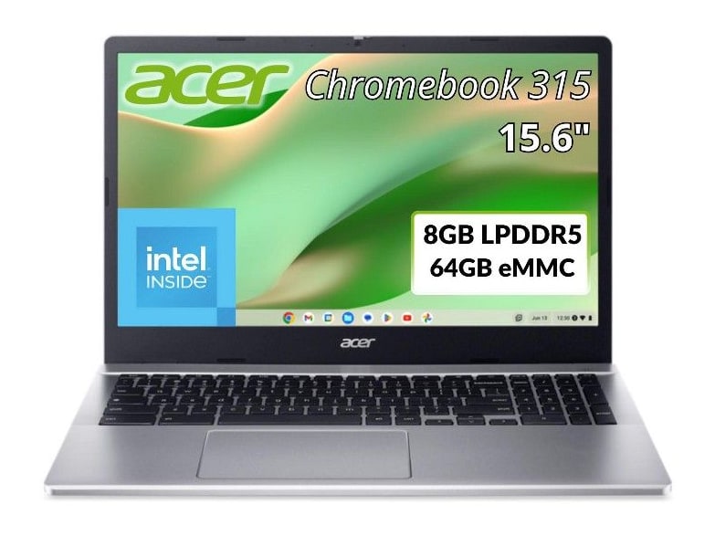 Acer - Chromebook 315 15.6" - Intel N100 chip - 8GB Memory - 64GB SSD