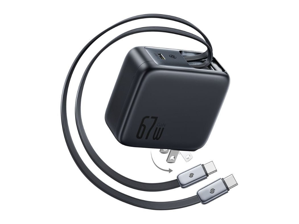 Baseus - EnerCore CJ21 Fast Charger with Dual Retractable Cables 3C 67W Wall Chargers
