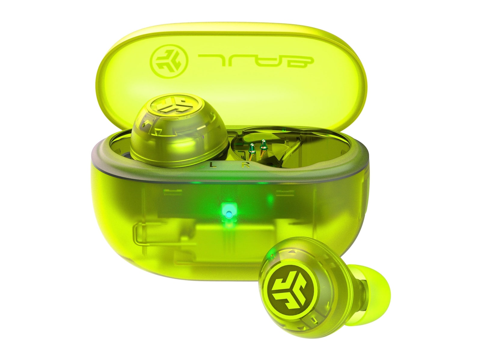 JLab - GO Pop ANC True Wireless Earbuds - Transparent Neon Green