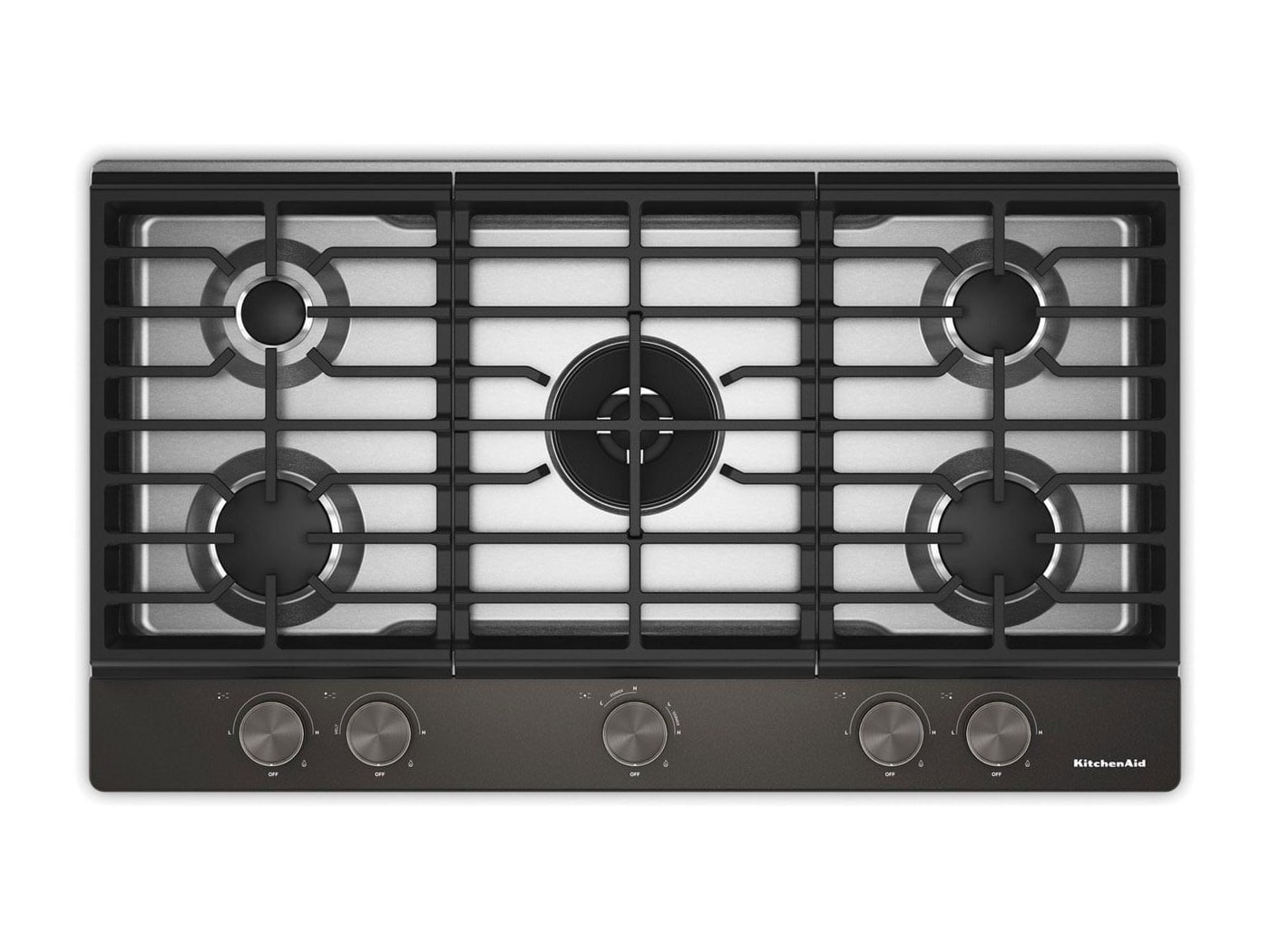 KitchenAid - Gas Cooktop with Integrated Wok Grate 36-Inch Black Ore Cooktops
