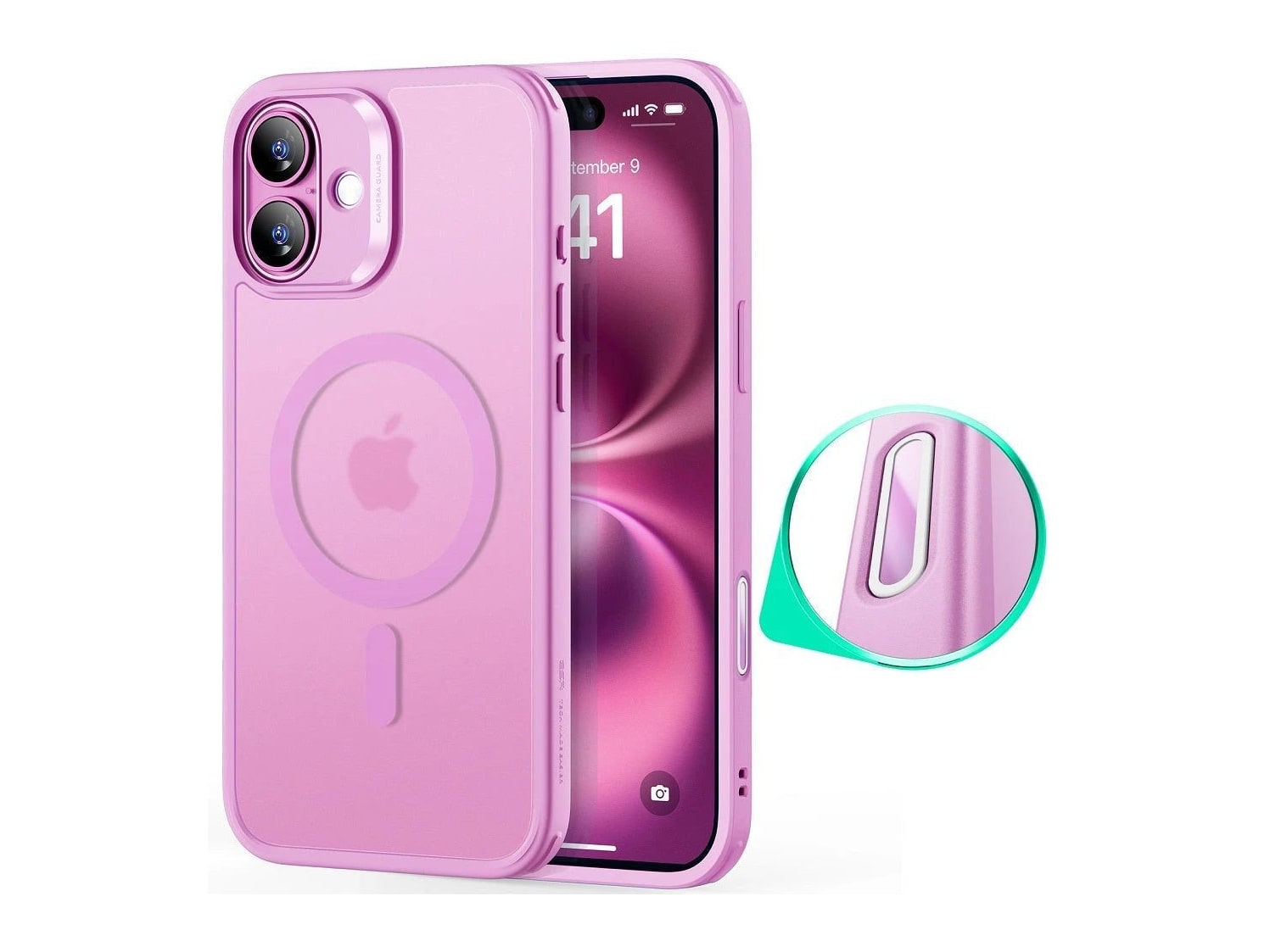 ESR - HaloLock Classic Hybrid Case (Camera Control) - iPhone 16 - Frosted Pink