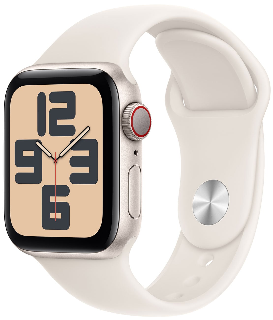 Apple - Apple Watch SE (2nd Generation) (GPS + Cellular) 40mm Starlight Aluminum Case with Starlight Sport Band - M/L - Starlight