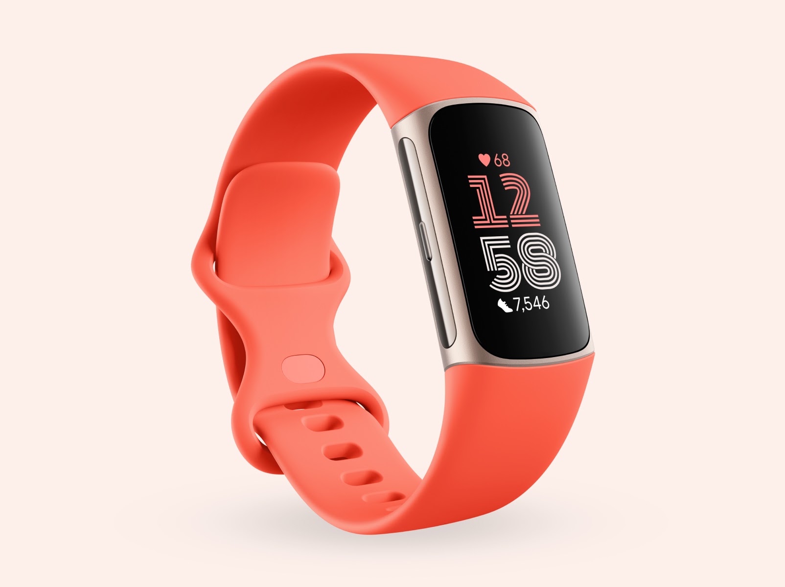 Fitbit - Charge 6 Fitness Tracker - Coral / Champagne Gold
