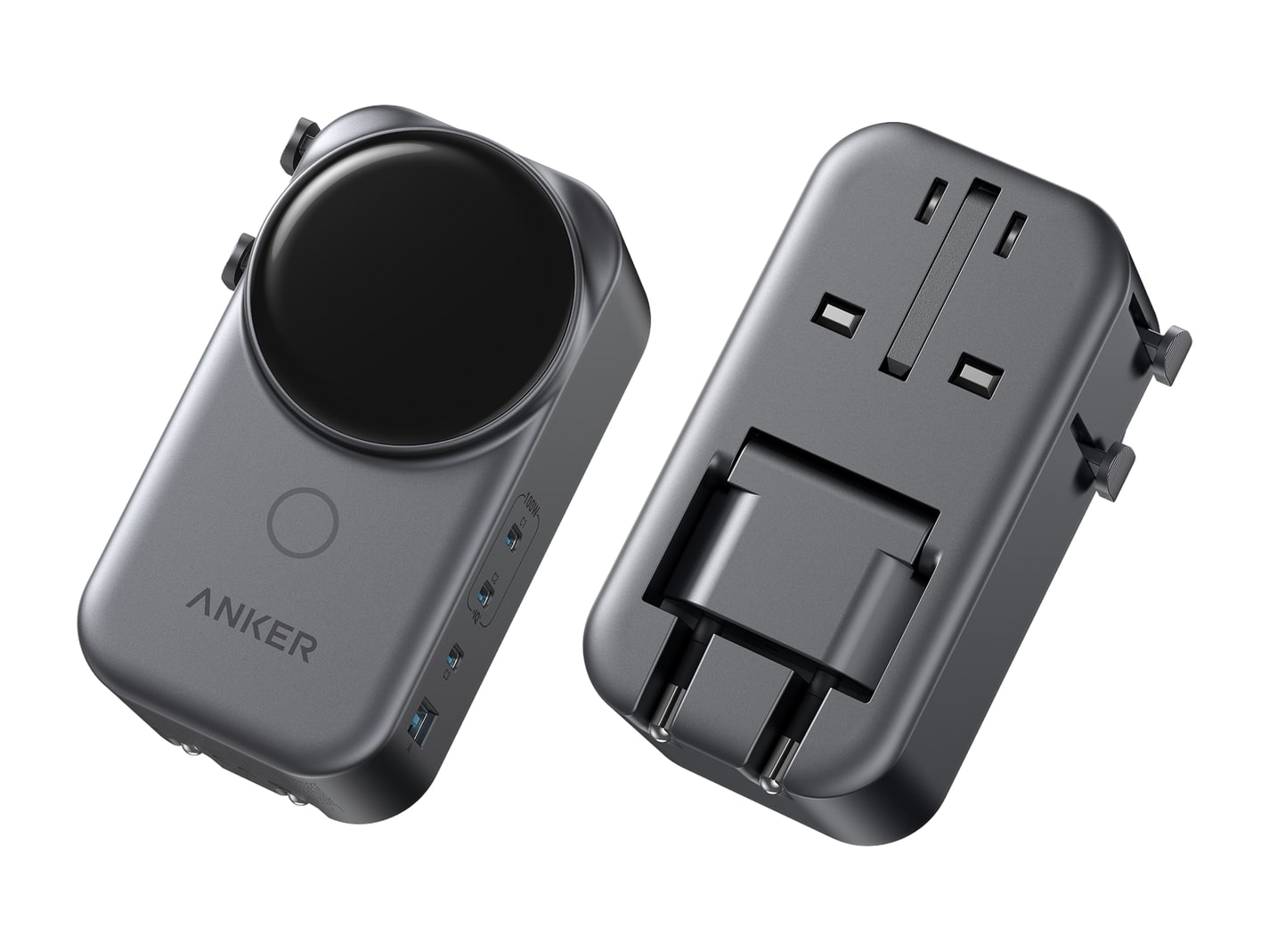 Anker - Universal Charger (4-in-1, 100W, Smart Display) Iron Gray Wall Chargers