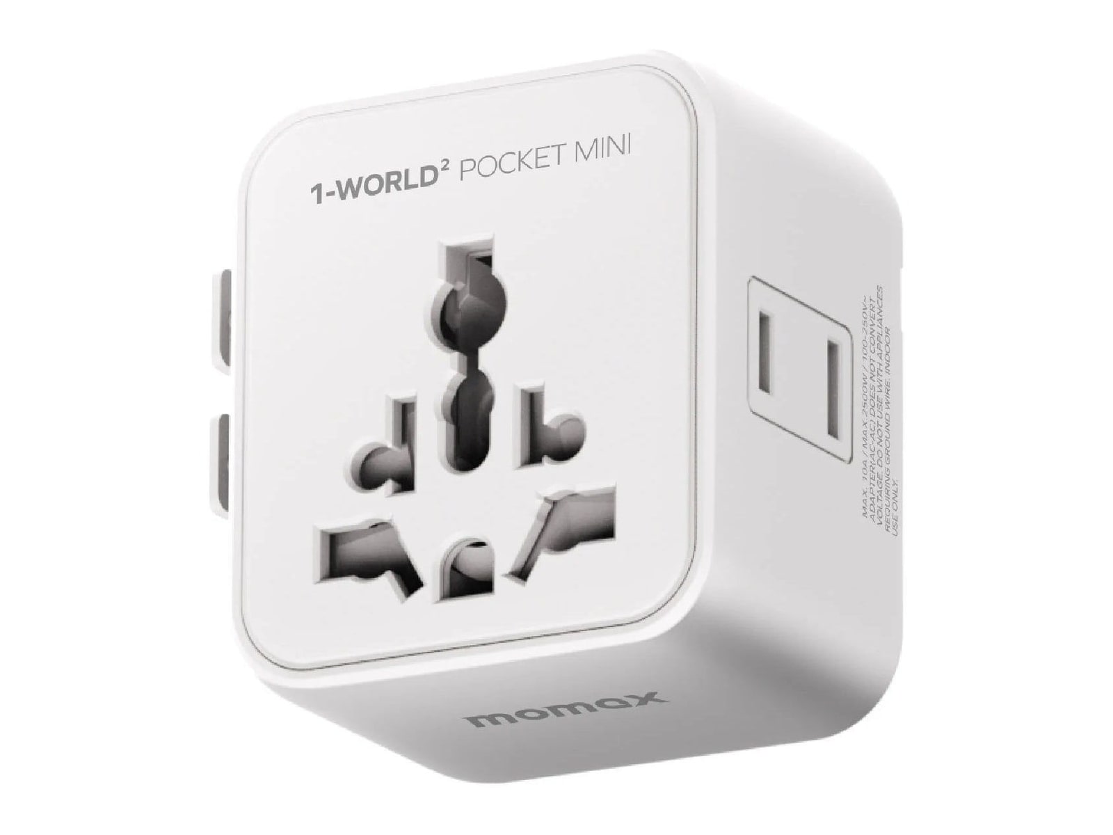 MOMAX - 1-World2 Pocket Mini Dual AC Travel Adapter White Wall Chargers