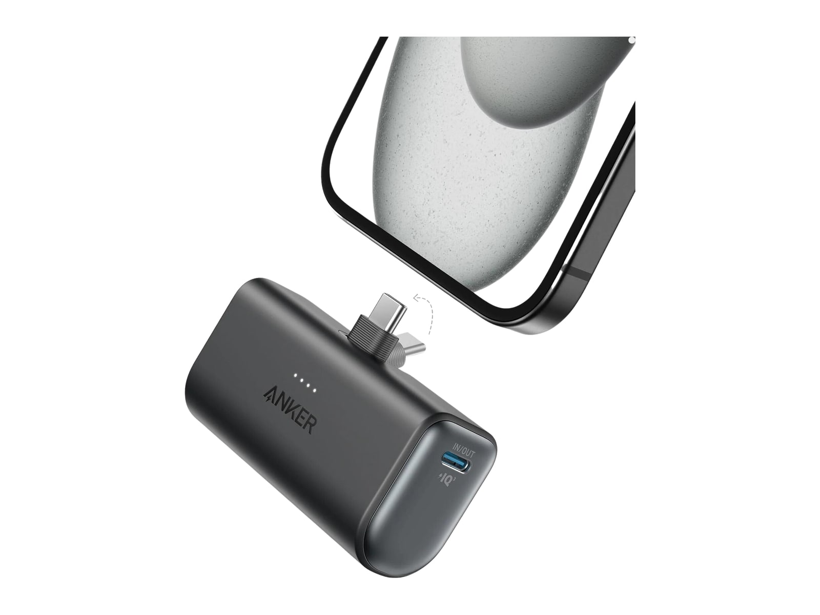 Anker - Nano Power Bank (22.5W, Built-In USB-C Connector) Black Stone Power Banks