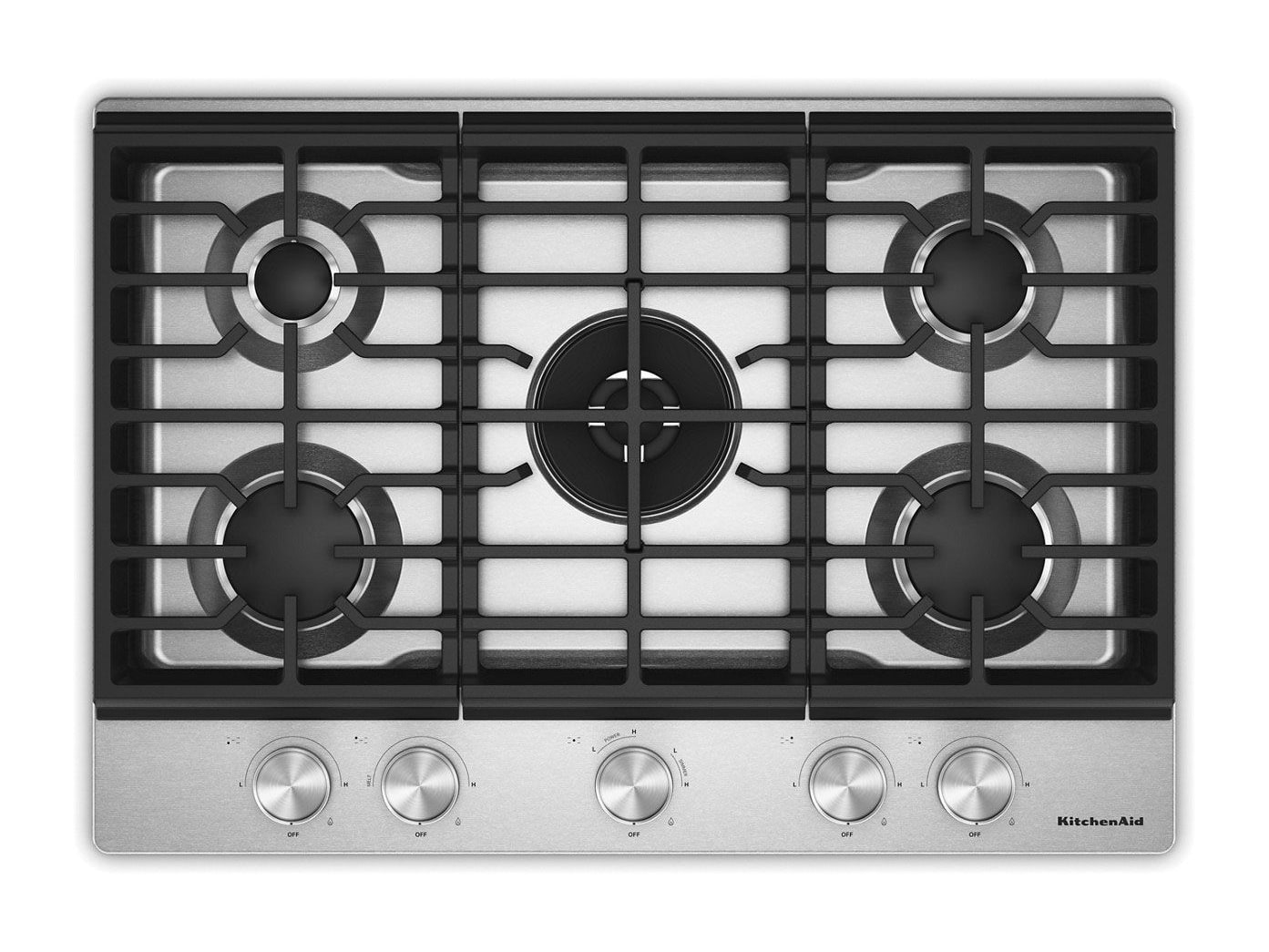 KitchenAid - Gas Cooktop with Integrated Wok Grate 30-Inch Stainless Steel Cooktops