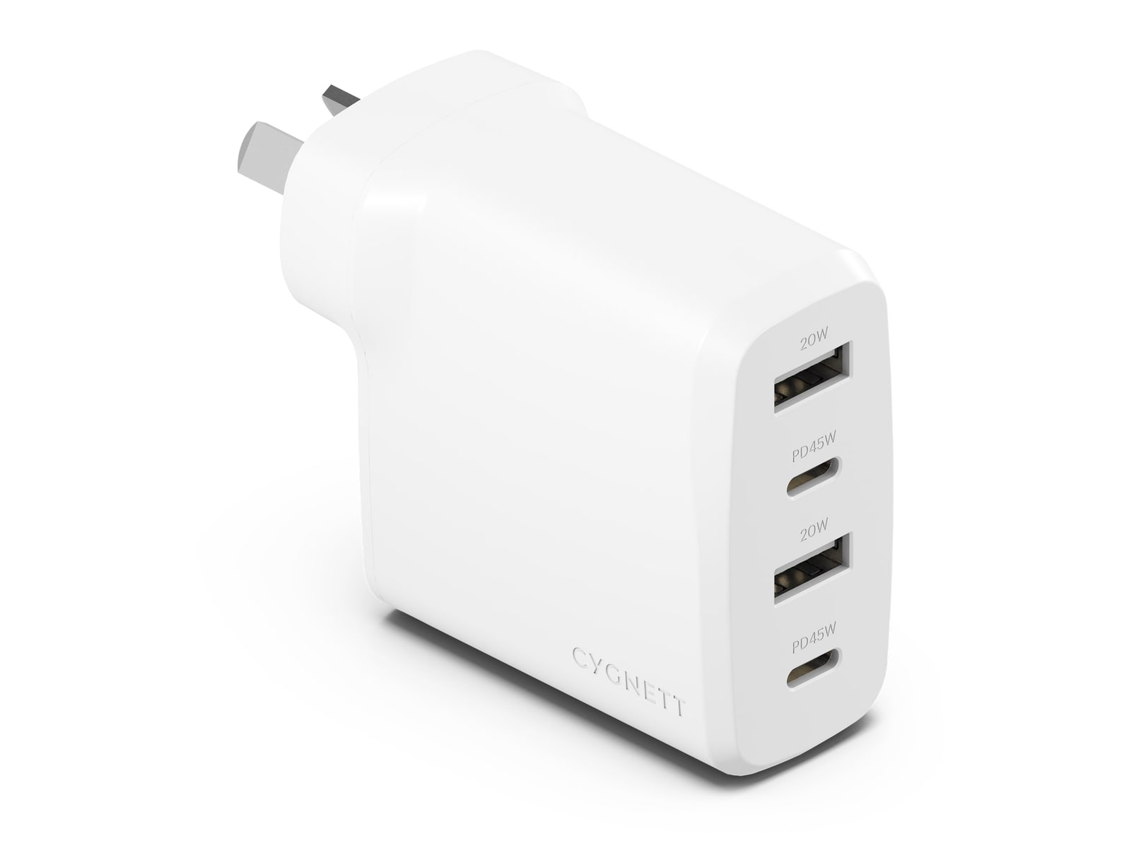 Cygnett - PowerPlus 45W Multi Port Wall Charger - White Wall Chargers