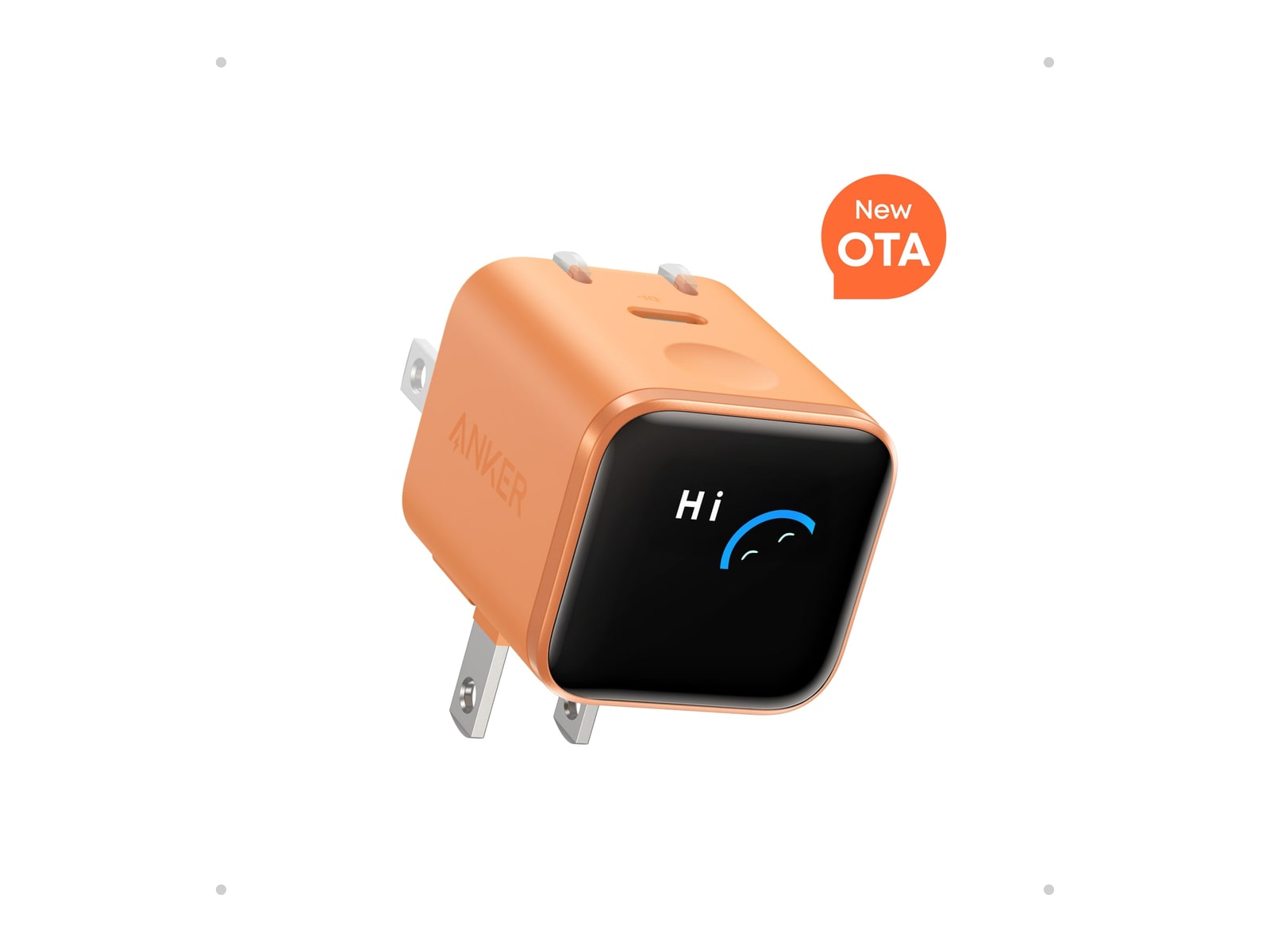 Anker - Nano Charger (45W, Smart Display, 180 Degree Foldable) Orange Wall Chargers